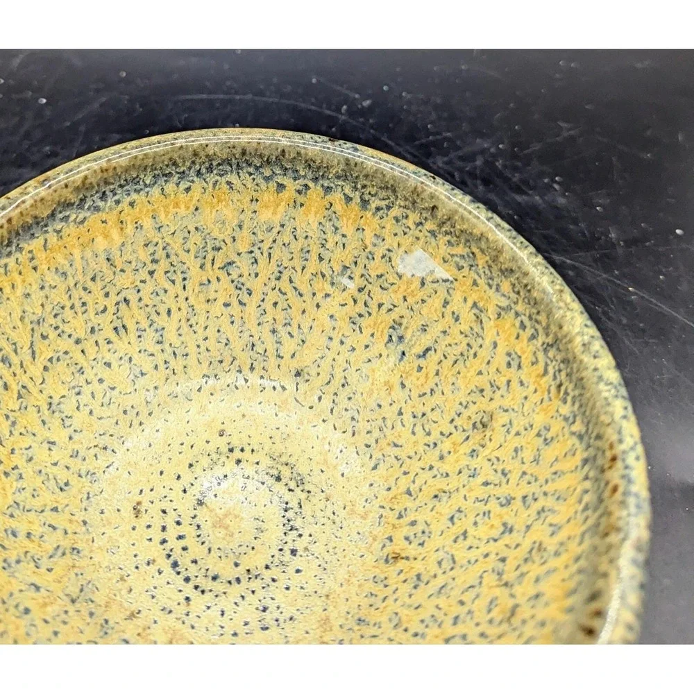 Vintage Stoneware Studio Art Pottery Beige Drip Glaze Cereal Bowl 6.75
